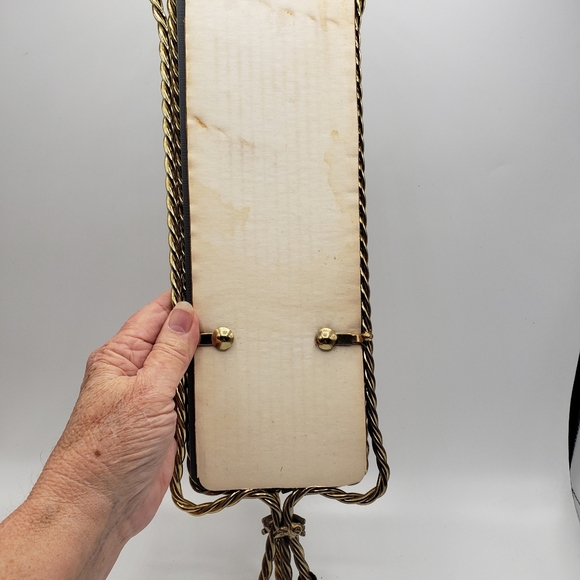 Vtg Beveled Edge Mirror Wall Sconce Twisted Metal Frame - Picture 2 of 4